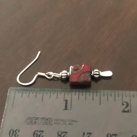 Ruby Red Glass Heart Pendant Necklace and Earrings - Picture 8 of 12